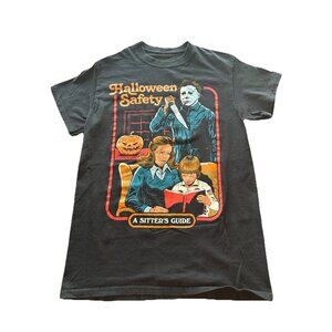 Halloween Short Sleeve Black  T-shirt Michael Meyers Horror Tee Small